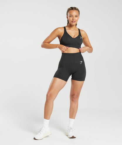 Gymshark Vital Seamless 2.0 V Neck Sports Bra - Black Marl