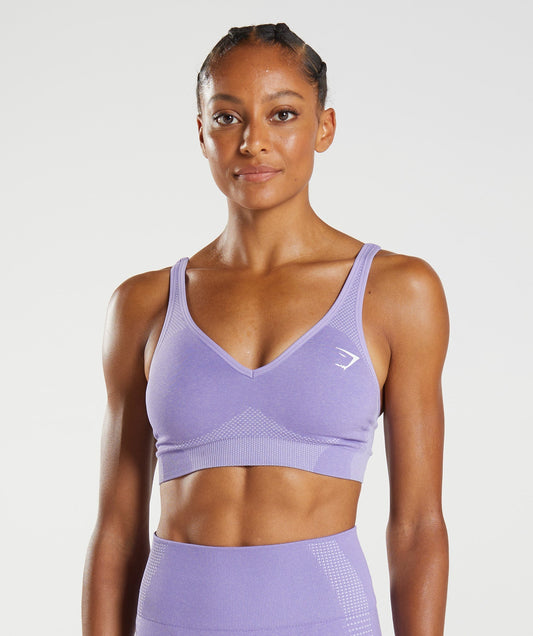 Gymshark Vital Seamless 2.0 V Neck Sports Bra - Digital Violet Marl