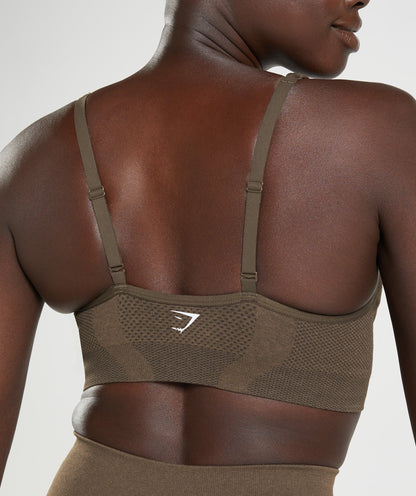 Gymshark Vital Seamless 2.0 V Neck  Sports Bra - Espresso Marl