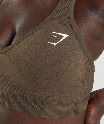 Gymshark Vital Seamless 2.0 V Neck  Sports Bra - Espresso Marl