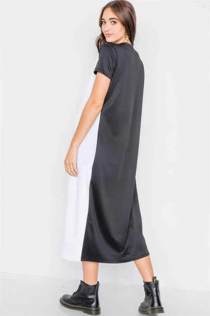 Black & White Color Block Shorts & Trench Coat Set  /1-2-2