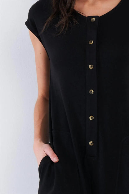 Black Button Up Jumpsuit / 2-2-2