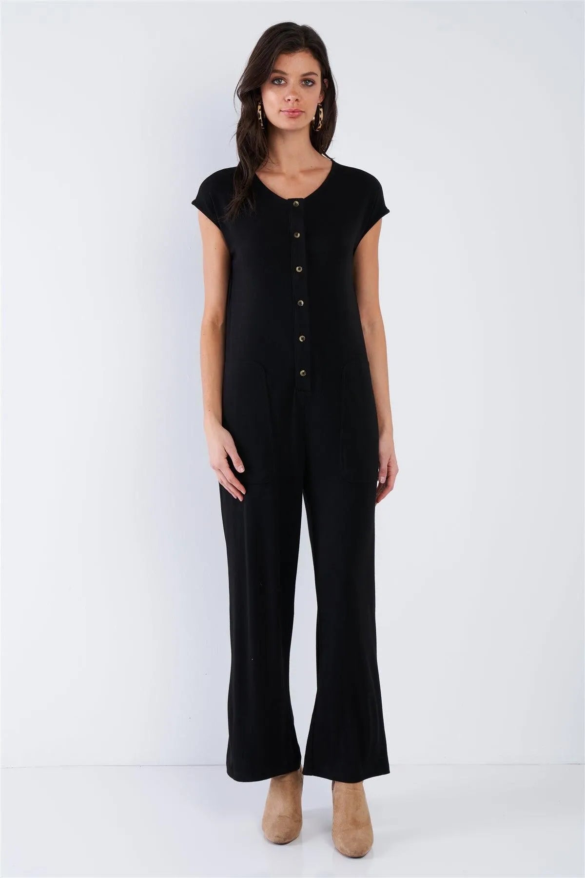 Black Button Up Jumpsuit / 2-2-2