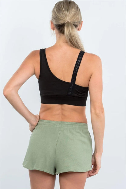 Avocado Contrast Drawstring Waist Shorts /3-2-1