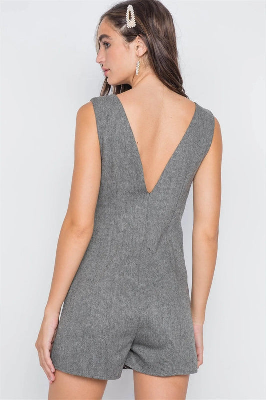 Ash Double-Breasted Sleeveless Skort Romper /3-2-1