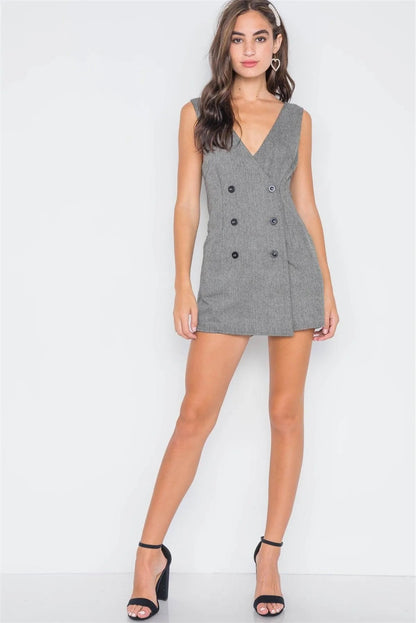 Ash Double-Breasted Sleeveless Skort Romper /3-2-1