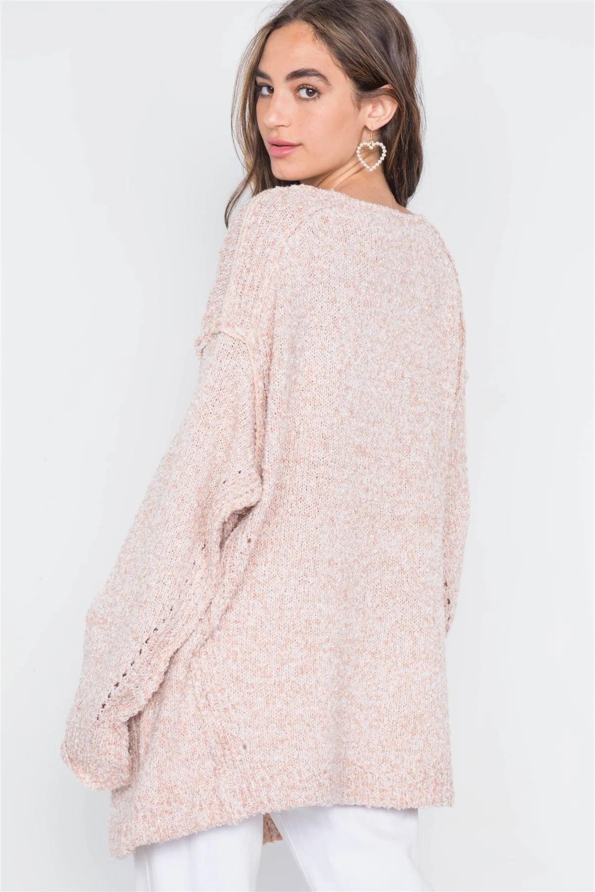 Ballet Pink Heathered Knit Long Sleeve Sweater /4-2