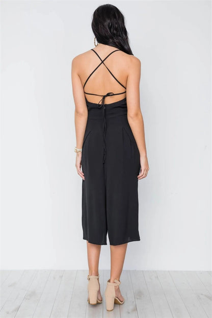 Black Cami Wide Leg Capri Jumpsuit / 2-2-2