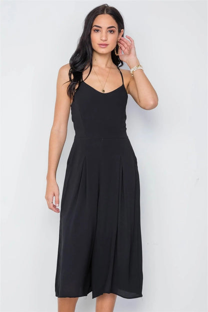 Black Cami Wide Leg Capri Jumpsuit / 2-2-2