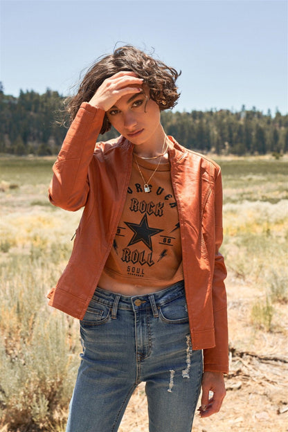 "Forever Rock 'n' Roll" Cropped Balloon Sleeve Top /2-2-1