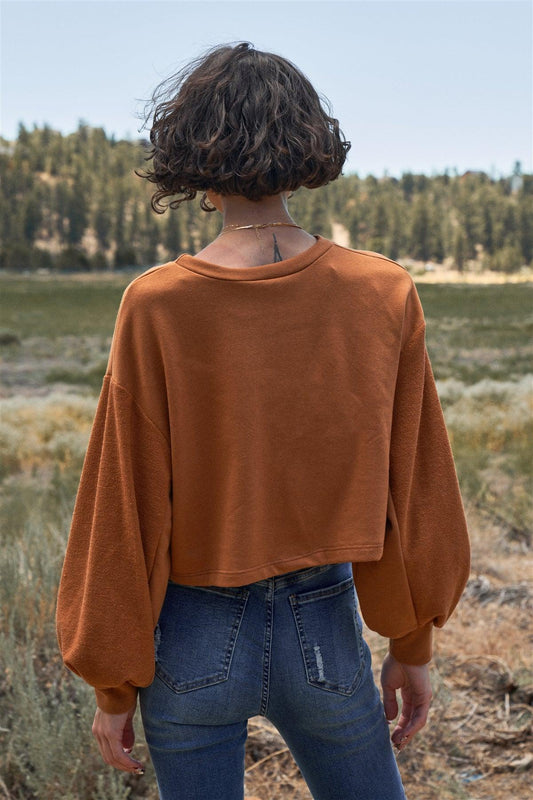 "Forever Rock 'n' Roll" Cropped Balloon Sleeve Top /3-2-1