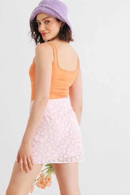 Apricot Sleeveless Square Neck Bodysuit /1-1-1