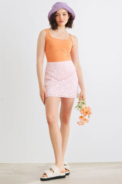 Apricot Sleeveless Square Neck Bodysuit /1-2-2-1