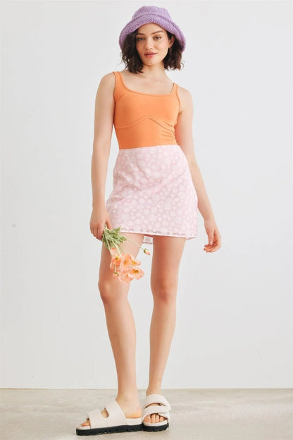 Apricot Sleeveless Square Neck Bodysuit /1-2-2-1