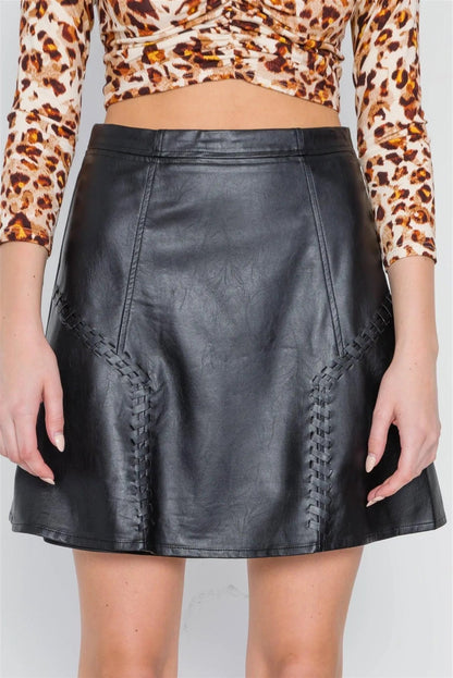 Black High-Waist Vegan Leather Mini Skirt /1-2-2