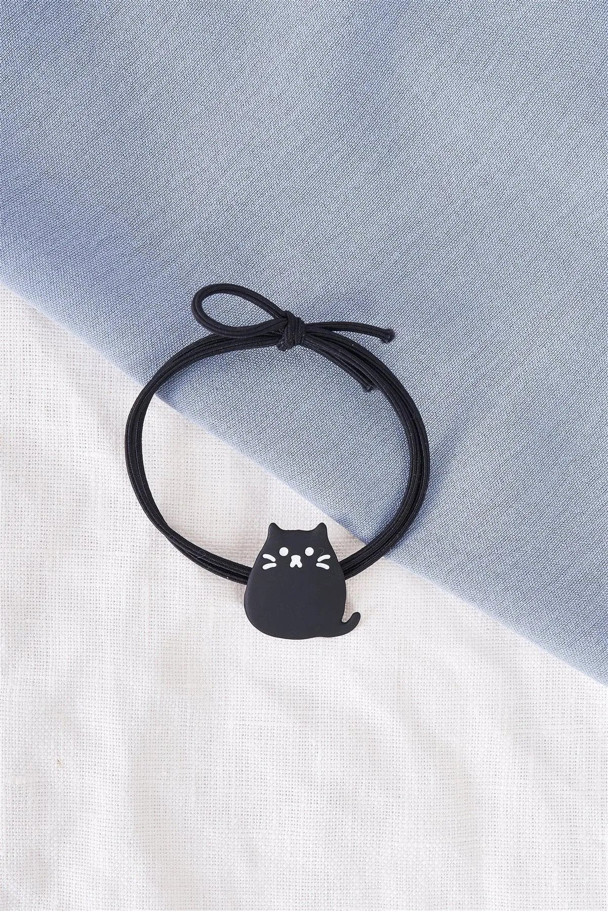 Black Kawaii Kitten Thin Elastic Hair Tie /3 Pieces