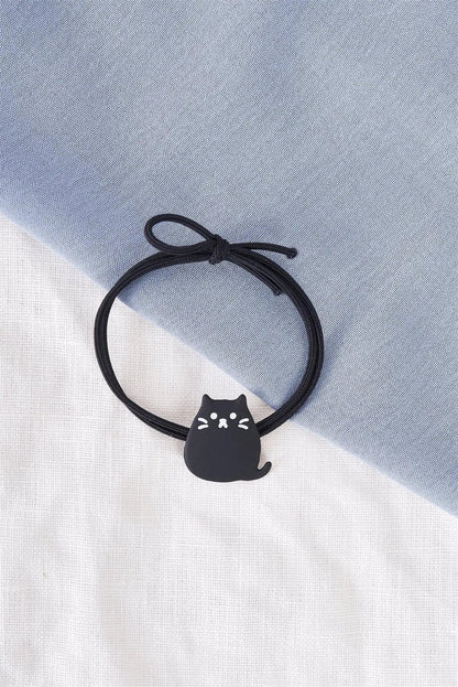Black Kawaii Kitten Thin Elastic Hair Tie /3 Pieces