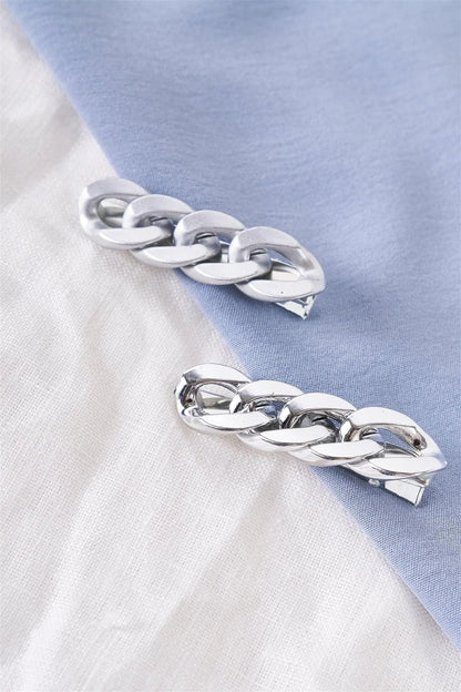 1pcs Matte Silver Chain Link Alligator Hair Clip