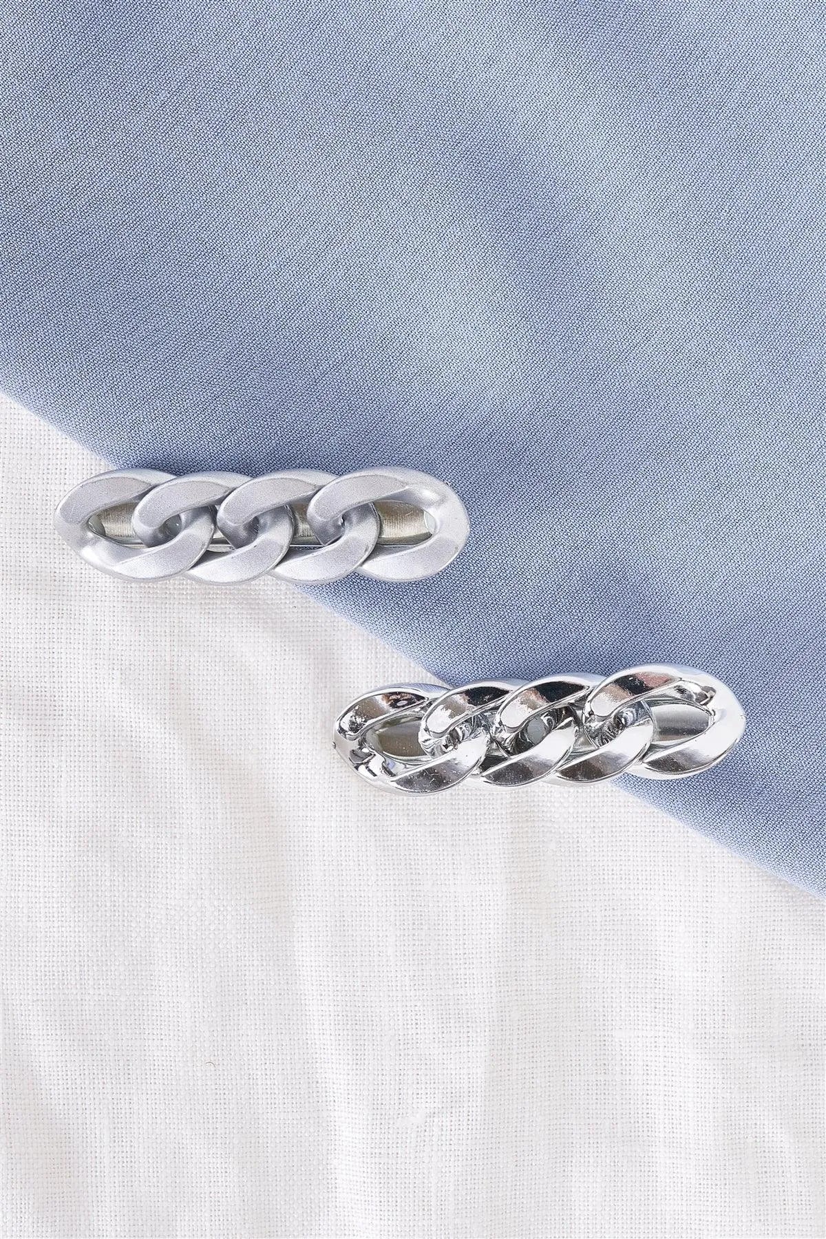 1pcs Matte Silver Chain Link Alligator Hair Clip