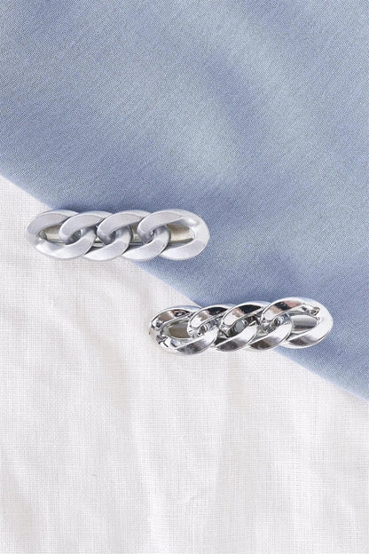 1pcs Matte Silver Chain Link Alligator Hair Clip