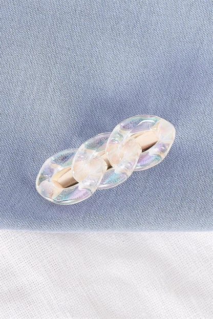 3pcs Clear Iridescent Chain Link Alligator Hair Clip