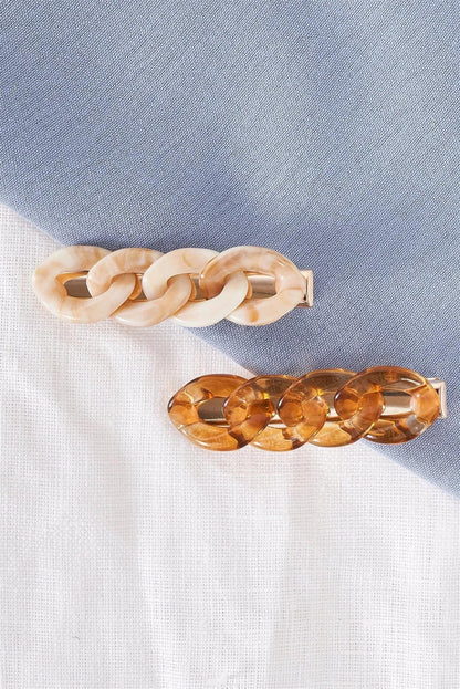 Amber Clear Chain Link Alligator Hair Clip /3 Pieces