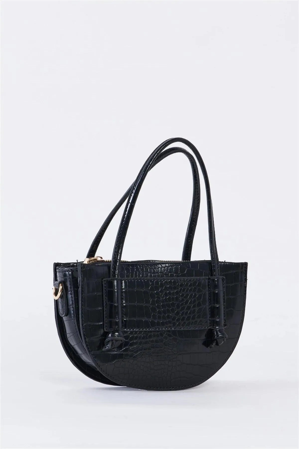 Black Crescent Faux Alligator Skin Shoulder Bag /1 Bag