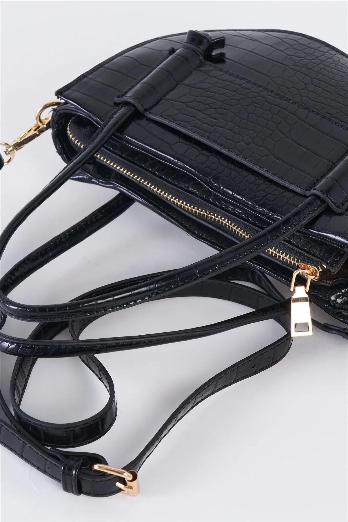 Black Crescent Faux Alligator Skin Shoulder Bag /1 Bag