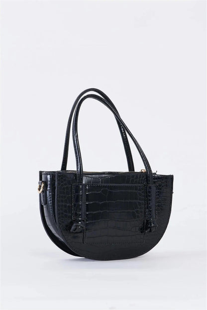Black Crescent Faux Alligator Skin Shoulder Bag /1 Bag