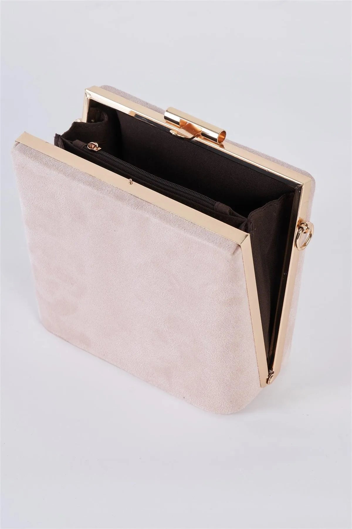 Beige Chic Suede Clutch Bag