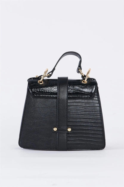 Black & Ivory Retro Inspired Alligator Vegan Leather Bag /3 Bags