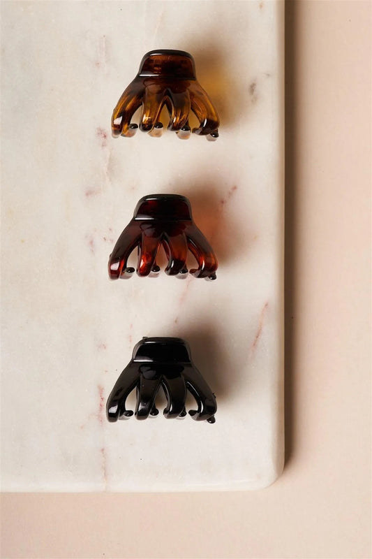 12pcs Amber-Brown-Black Mini Claw Clips