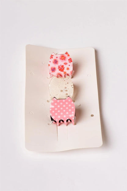 3pcs Pink Printed Mini Butterfly Hair Clips