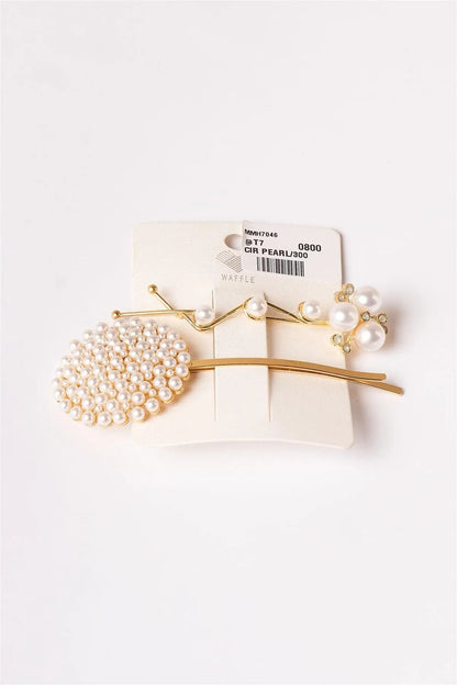 2pcs Gold Pearled Elegant Style Hair Bobby Pins