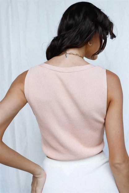 Apricot Sleeveless Button Up Closure Top /3-2-1