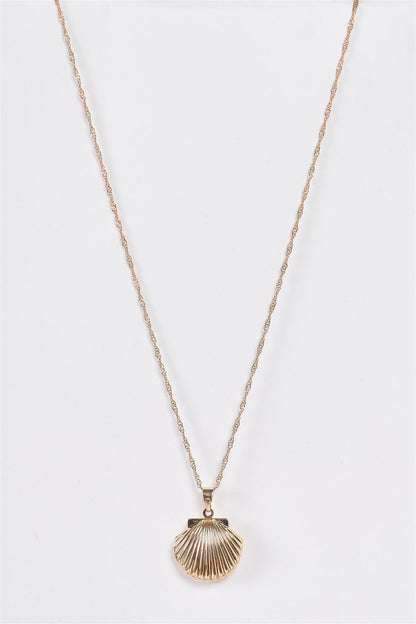 "Mermaid Treasure" Shell Clasp Medallion Chain Necklace