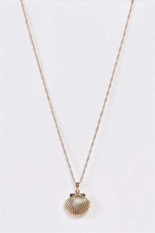 "Mermaid Treasure" Shell Clasp Medallion Chain Necklace