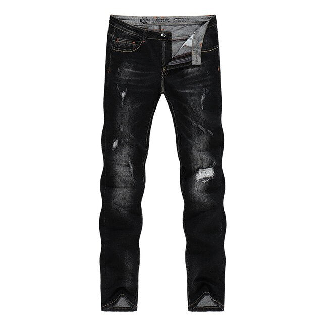 BlackTree Black Jeans Men Distressed Patchwrok Frayed Ripped Jeans for Men's