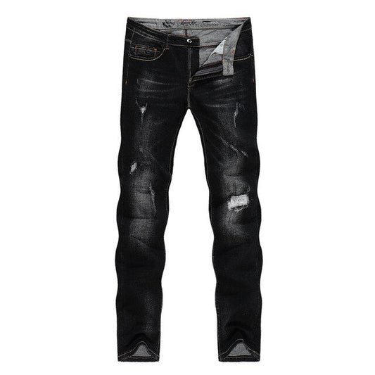 BlackTree Black Jeans Men Distressed Patchwrok Frayed Ripped Jeans for Men's