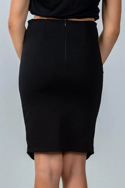 Black Front Slit Mini Skirt /3-2-1