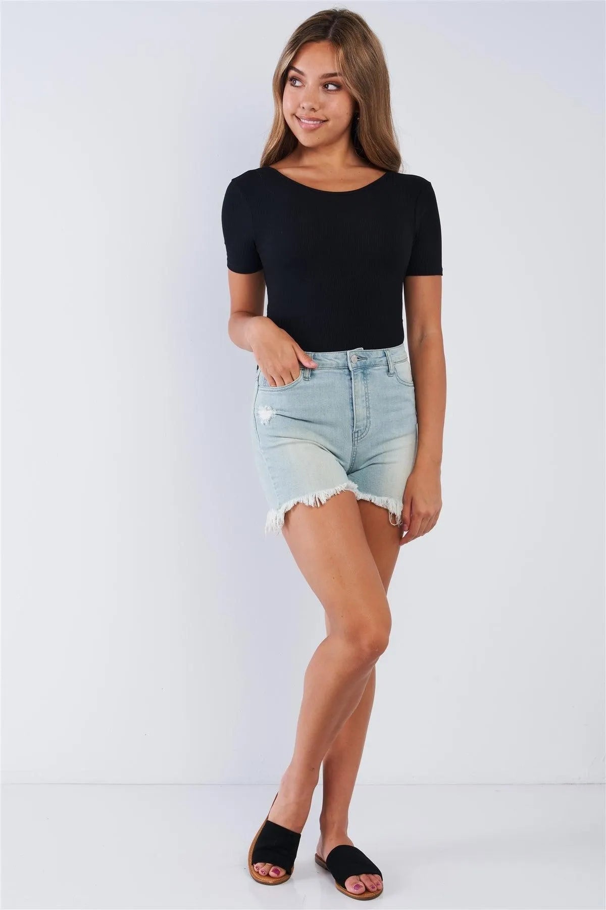 Black Backside Cut Out Short Sleeve Bodysuit /3-2-1